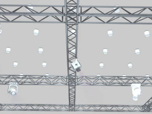 big square truss-stage lights 3D Model