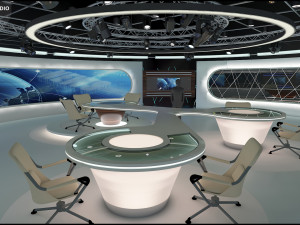 Virtual TV Studio News Set 28 3D Model