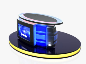 tv studio news desk 12 3D Model
