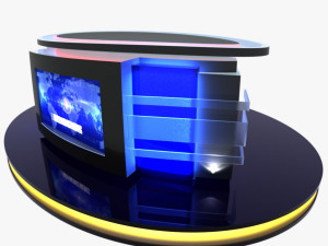 tv studio news desk 12 3D Model