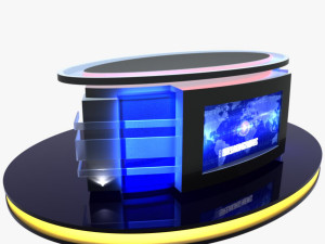 tv studio news desk 12 3D Model