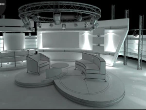 Virtual TV Studio Chat Set 1 3D Model