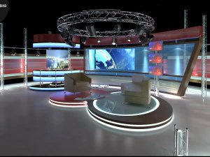 Virtual TV Studio Chat Set 1 3D Model