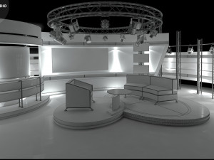 Virtual TV Studio Chat Set 1 3D-Modell