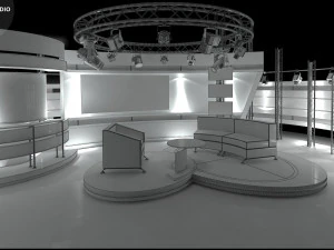 Virtual TV Studio Chat Set 1 3D Model