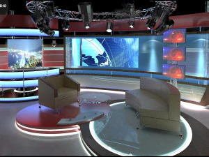 Virtual TV Studio Chat Set 1 3D Model