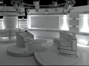 Virtual TV Studio Chat Set 1 3D-Modell