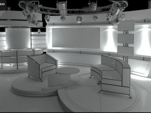 Virtual TV Studio Chat Set 1 3D Model