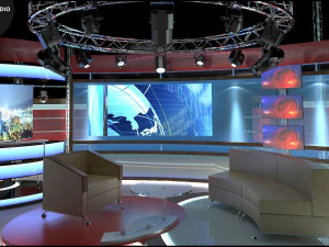 Virtual TV Studio Chat Set 1 3D Model