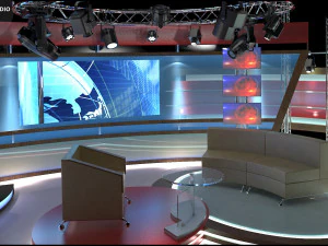 Virtual TV Studio Chat Set 1 3D Model