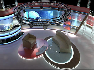 Virtual TV Studio Chat Set 1 3D Model