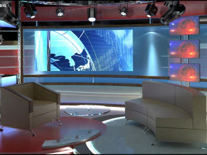 Virtual TV Studio Chat Set 1 3D Model