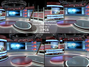Virtual TV Studio Chat Set 1 3D Model
