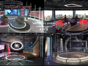 Virtual TV Studio Sets - Collection Vol 12 - 4 PCS DESIGN 3D Model