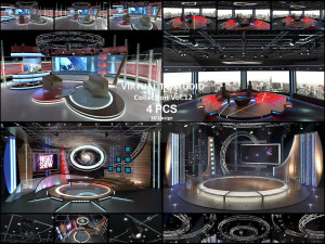 Virtual TV Studio Sets - Collection Vol 12 - 4 PCS DESIGN Modèle 3D