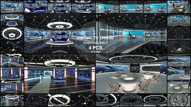 Virtual TV Studio Sets - Collection Vol 7 - 4 PCS DESIGN Modelo 3D .c4d .max .obj .3ds .fbx .stl .blend 