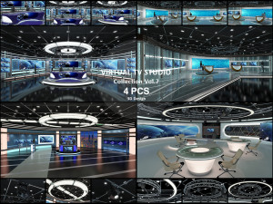 Virtual TV Studio Sets - Collection Vol 7 - 4 PCS DESIGN Modelo 3D