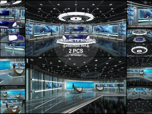 Virtual TV Studio Sets - Collection Vol 7 - 4 PCS DESIGN 3D Model