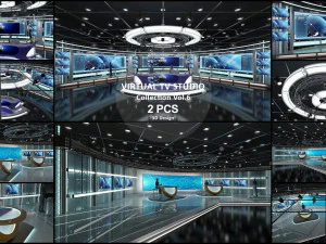 Virtual TV Studio Sets - Collection Vol 7 - 4 PCS DESIGN 3D Model