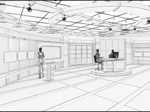 Virtual TV Studio Sets - Collection Vol 7 - 4 PCS DESIGN 3D Model