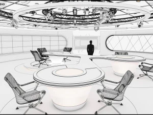 Virtual TV Studio Sets - Collection Vol 7 - 4 PCS DESIGN 3D Model