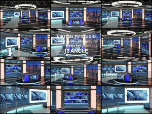 Virtual TV Studio Sets - Collection Vol 7 - 4 PCS DESIGN 3D Model