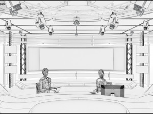 Virtual TV Studio Sets - Collection Vol 7 - 4 PCS DESIGN Modelo 3D