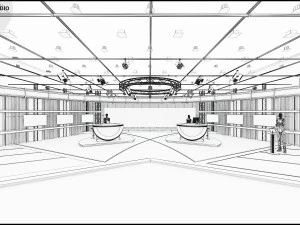 Virtual TV Studio Sets - Collection Vol 7 - 4 PCS DESIGN 3D Model