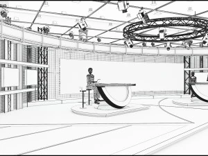 Virtual TV Studio Sets - Collection Vol 7 - 4 PCS DESIGN 3D Model