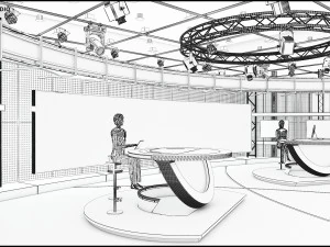 Virtual TV Studio Sets - Collection Vol 7 - 4 PCS DESIGN 3D Model