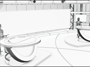 Virtual TV Studio Sets - Collection Vol 7 - 4 PCS DESIGN 3D Model