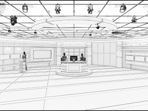 Virtual TV Studio Sets - Collection Vol 7 - 4 PCS DESIGN 3D Model