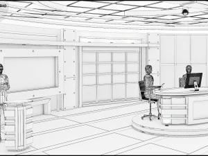 Virtual TV Studio Sets - Collection Vol 7 - 4 PCS DESIGN 3D Model