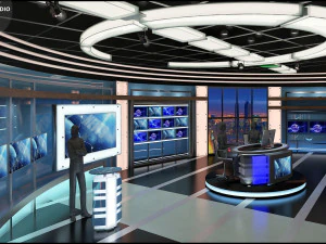 Virtual TV Studio Sets - Collection Vol 7 - 4 PCS DESIGN 3D Model