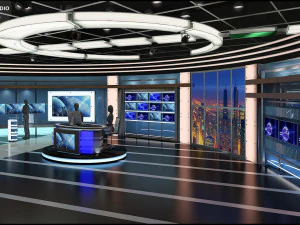 Virtual TV Studio Sets - Collection Vol 7 - 4 PCS DESIGN 3D Model