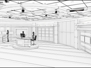 Virtual TV Studio Sets - Collection Vol 7 - 4 PCS DESIGN 3D Model