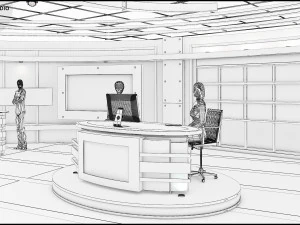 Virtual TV Studio Sets - Collection Vol 7 - 4 PCS DESIGN 3D Model