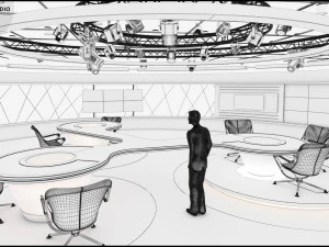 Virtual TV Studio Sets - Collection Vol 7 - 4 PCS DESIGN 3D Model