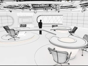 Virtual TV Studio Sets - Collection Vol 7 - 4 PCS DESIGN 3D Model