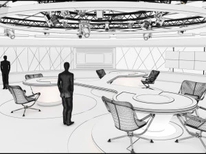 Virtual TV Studio Sets - Collection Vol 7 - 4 PCS DESIGN 3D Model