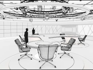 Virtual TV Studio Sets - Collection Vol 7 - 4 PCS DESIGN 3D Model