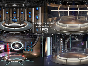 Virtual TV Studio Sets - Collection Vol 10 - 4 PCS DESIGN 3D Model
