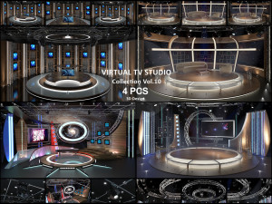 Virtual TV Studio Sets - Collection Vol 10 - 4 PCS DESIGN 3D 모델