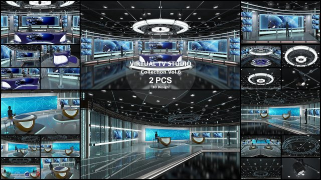 Virtual TV Studio Sets - Collection Vol 6 - 2 PCS DESIGN Modelo 3D .c4d .max .obj .3ds .fbx .stl .blend 