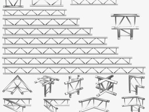 trusses square triangular beam bundle collection - 129 pcs modular 3D Model