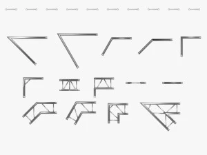 trusses square triangular beam bundle collection - 129 pcs modular 3D Model