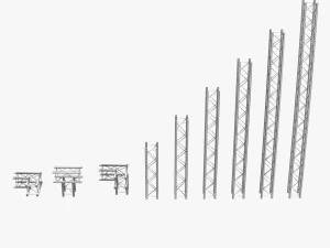 trusses square triangular beam bundle collection - 129 pcs modular 3D Model