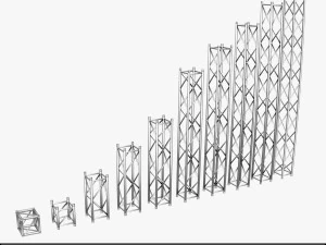 trusses square triangular beam bundle collection - 129 pcs modular 3D Model