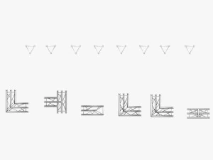 trusses square triangular beam bundle collection - 129 pcs modular 3D Model