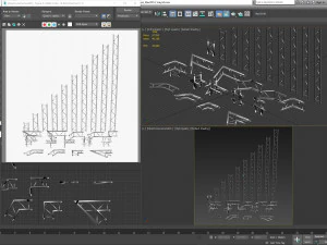 trusses square triangular beam bundle collection - 129 pcs modular 3D Model
